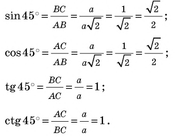 Вычисления элементов прямоугольного треугольника
