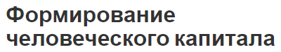 Формирование человеческого капитала - особенности, концепция, факторы и уровни