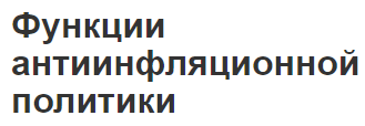 Функции антиинфляционной политики - цели и методы