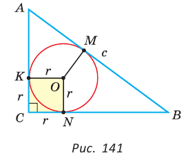 Свойства прямоугольного треугольника и окружности вписанной в него окружности