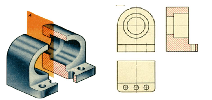 Виды, разрезы, сечения в начертательной геометрии с примерами