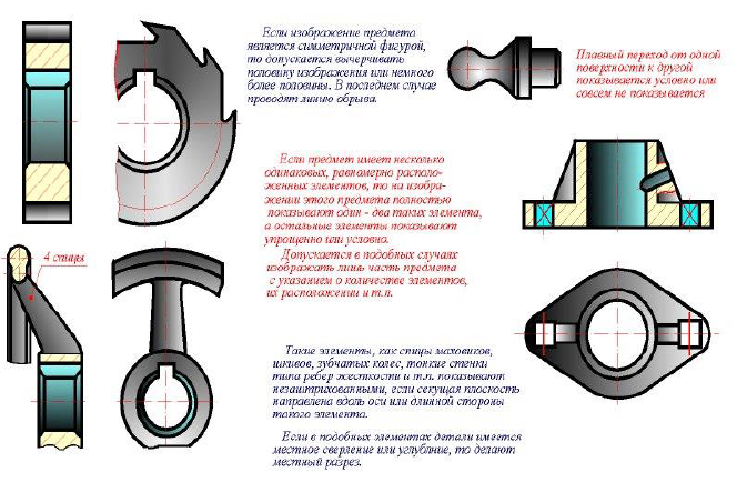 Виды, разрезы, сечения в начертательной геометрии с примерами