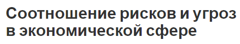 Соотношение рисков и угроз в экономической сфере - совершенствование форм, подход и взаимосвязь