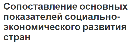 Сопоставление основных показателей социально-экономического развития стран - основные теории, сущность, сравнение и критерии оценки