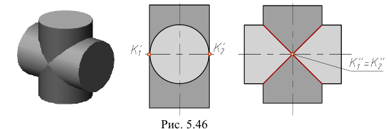 Пересечения криволинейных поверхностей в начертательной геометрии с примером