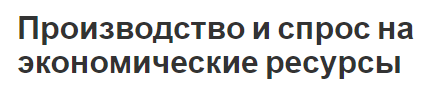 Производство и спрос на экономические ресурсы - характеристики и концепция