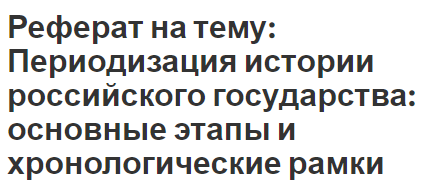 Реферат на тему: Периодизация истории российского государства: основные этапы и хронологические рамки