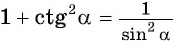 Соотношения между синусом, косинусом, тангенсом и котангенсом одного и того же угла (тригонометрические тождества)