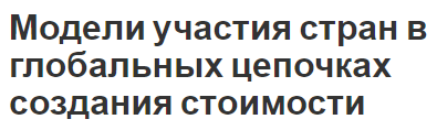 Модели участия стран в глобальных цепочках создания стоимости - теории и цепочки по типам