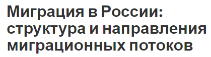 Миграция в России: структура и направления миграционных потоков - основные направления и концепция