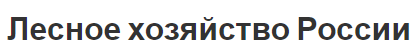 Лесное хозяйство России - состав, значение, история развития и направления
