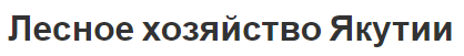 Лесное хозяйство Якутии - характеристика, особенности и направление развития