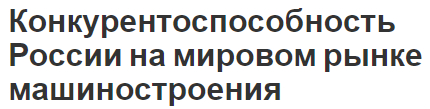 Конкурентоспособность России на мировом рынке машиностроения - концепция, определения и суть