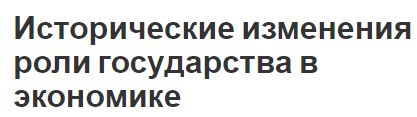 Исторические изменения роли государства в экономике - история и роль