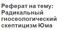 Реферат на тему: Радикальный гносеологический скептицизм Юма