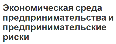 Экономическая среда предпринимательства и предпринимательские риски - концепция, риски и экономическая среда