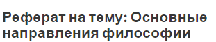 Реферат на тему: Основные направления философии