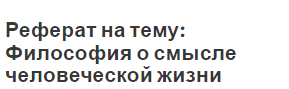 Реферат на тему: Философия о смысле человеческой жизни