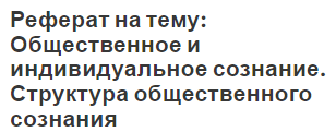 Реферат на тему: Общественное и индивидуальное сознание. Структура общественного сознания