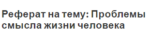 Реферат на тему: Проблемы смысла жизни человека