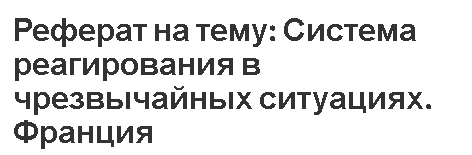 Реферат на тему: Система реагирования в чрезвычайных ситуациях. Франция