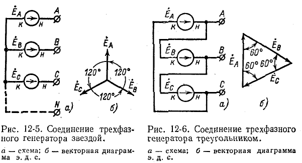 Соединение звездой и треугольником в трехфазных цепях