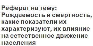 Реферат на тему: Рождаемость и смертность, какие показатели их характеризуют, их влияние на естественное движение населения