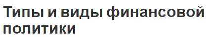 Типы и виды финансовой политики - суть, цели и определения