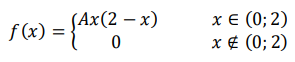 Плотность распределения непрерывной случайной величины 𝑓(𝑥) = { 𝐴𝑥(2 − 𝑥) 𝑥 ∈ (0; 2) 0 𝑥 ∉ (0; 2) Найти параметр 𝐴, математическое ожидание и дисперсию непрерывной