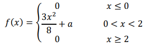 Дана плотность распределения случайной величины 𝑓(𝑥) = { 0 𝑥 ≤ 0 3𝑥 2 8 + 𝑎 0 < 𝑥 < 2 0 𝑥 ≥ 2