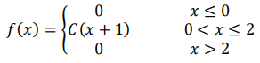 Найти: 𝐶, 𝑃(1 < 𝑋 < 3), 𝑀(𝑋), 𝜎(𝑋), 𝐹(𝑥) и ее график. 𝑓(𝑥) = { 0 𝑥 ≤ 0 𝐶(𝑥 + 1) 0 < 𝑥 ≤ 2 0 𝑥 > 2