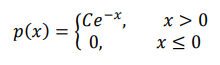 Задана плотность распределения НСВ 𝑋: 𝑝(𝑥) = { 𝐶𝑒 −𝑥 , 𝑥 > 0 0, 𝑥 ≤ 0 Найти постоянную 𝐶, функцию распределения и вероятность выполнения неравенства
