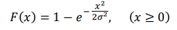 Случайная величина эксцентриситета детали характеризуется функцией распределения Рэлея: 𝐹(𝑥) = 1 − 𝑒 − 𝑥 2 2𝜎2 , (𝑥 ≥ 0) Найти: а) моду распределения