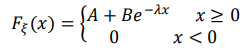Дана функция распределения непрерывной случайной величины 𝐹𝜉 (𝑥) = { 𝐴 + 𝐵𝑒 −𝜆𝑥 𝑥 ≥ 0 0 𝑥 < 0 при этом известно, что 𝑃(𝜉 ≥ 𝑙𝑛2) = 0,25. Найти параметры