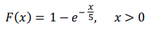 Функция распределения времени ожидания автобуса на остановке имеет вид: 𝐹(𝑥) = 1 − 𝑒 − 𝑥 5, 𝑥 > 0 а) Найти плотность распределения