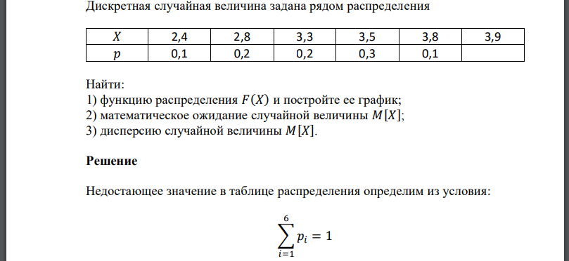 Дискретная случайная величина задана рядом распределения Найти: 1) функцию распределения и постройте ее график