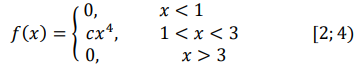 Задана неотрицательная функция 𝑓(𝑥) и промежуток [𝑎; 𝑏). Найти: 1) параметр 𝑐 при котором 𝑓(𝑥) является плотностью с.в. 𝑋. 2) функцию распределения 𝐹(𝑥)