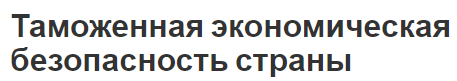 Таможенная экономическая безопасность страны - концепция, суть, роль и функции