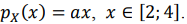 Случайная величина 𝑋 распределена с плотностью 𝑝𝑋 (𝑥) = 𝑎𝑥, 𝑥 ∈ [2; 4]. Найти плотность распределения и м.о. с.в. 𝑌 = √𝑋 − 2