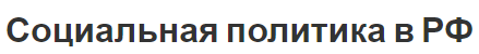 Социальная политика в РФ - характер, роль и проблемы