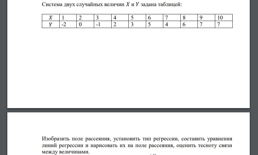 Система двух случайных величин 𝑋 и 𝑌 задана таблицей: 𝑋