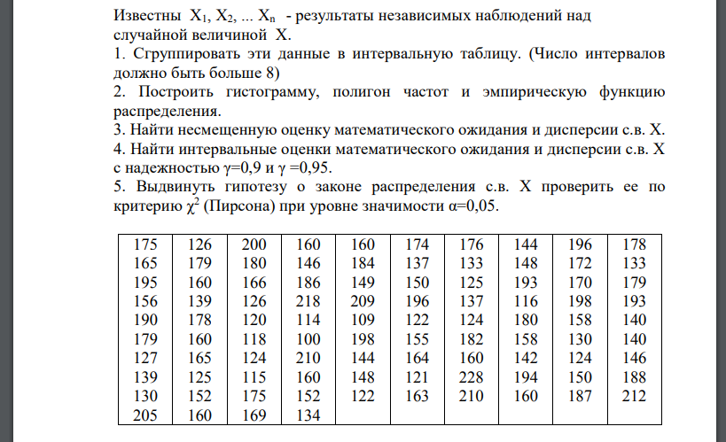 Известны X1, X2, ... Xn - результаты независимых наблюдений над случайной величиной Х. 1. Сгруппировать эти данные в