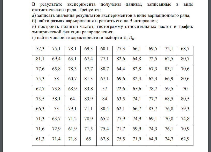 В результате эксперимента получены данные, записанные в виде статистического ряда. Требуется:№1