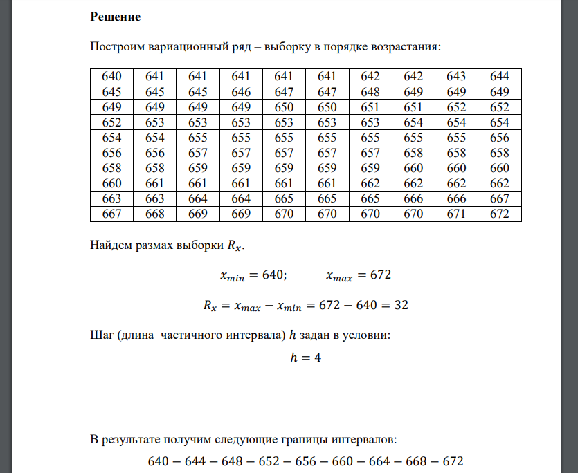 Взвешивание 100 деталей, отлитых в земляные формы, дало следующие результаты (в граммах):