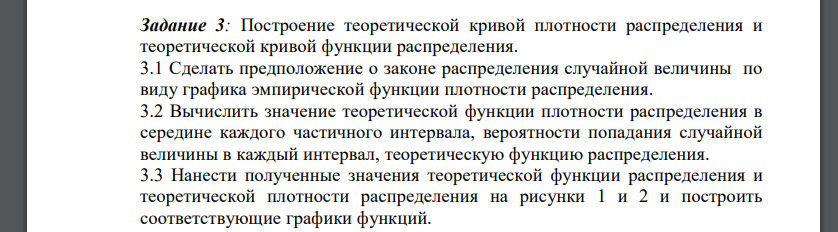 Построение теоретической кривой плотности распределения и теоретической кривой функции распределения. 3.1 Сделать предположение