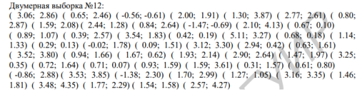 По выборке двухмерной случайной величины: - вычислить точечную оценку коэффициента корреляции  (3,06;  2,86) (0,65; 2,46)   (-0,56;  - 0,51)