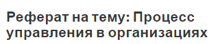 Реферат на тему: Процесс управления в организациях