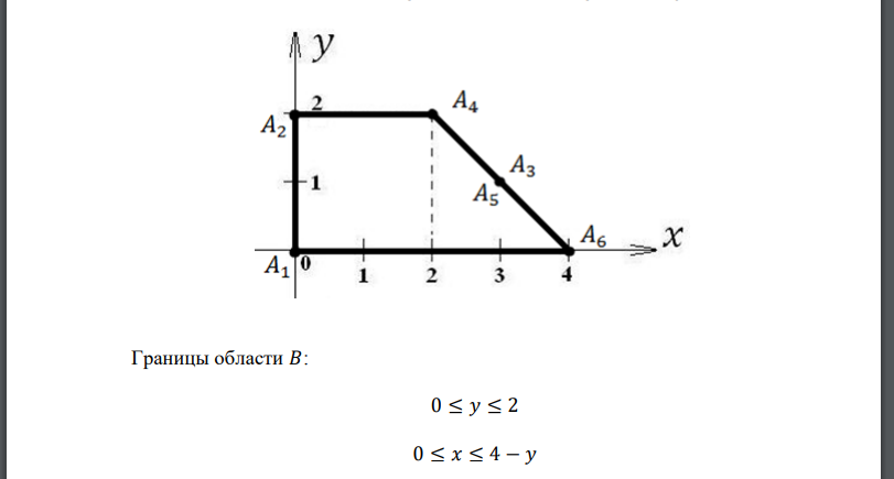 Двухмерный случайный вектор (𝑋, 𝑌) равномерно распределен внутри выделенной жирными прямыми линиями на рис. 1.2 области 𝐵. Двухмерная плотность вероятности