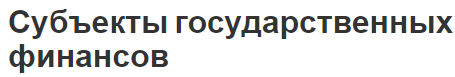 Субъекты государственных финансов - концепция и суть