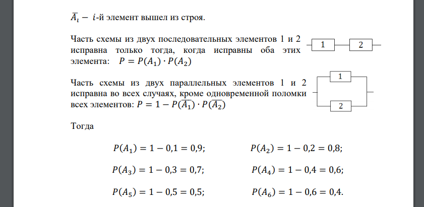 Приведена схема соединения элементов, образующих цепь с одним входом и одним выходом